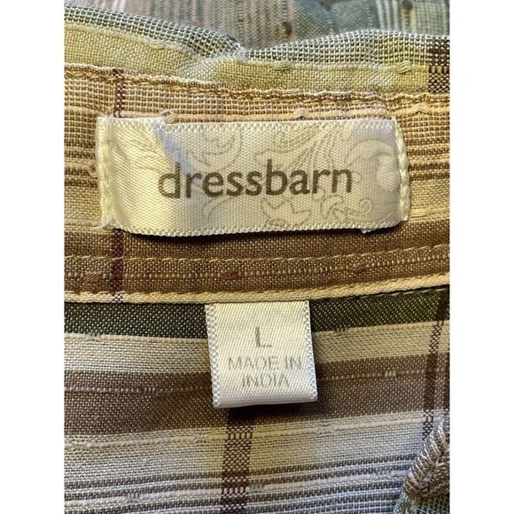 VTG Dressbarn Button Front Blouse - Large - Greens/Browns - Textured Fabric - Picture 6 of 6